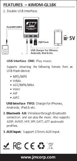 GL1800 MP3 Player with Headset Adaptors (JMJMDM-GL18K-CTLK)
