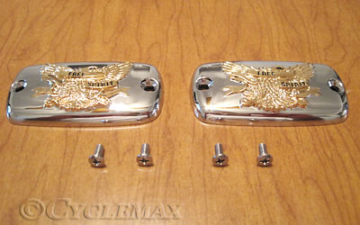 Chrome Master Cylinder Covers with Gold Eagles